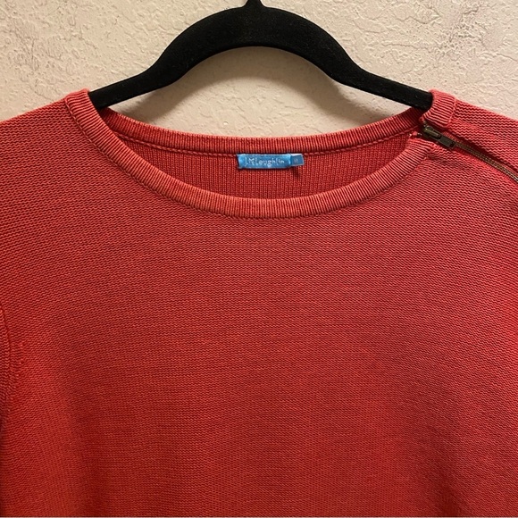 J. McLaughlin Red Crewneck Long Sleeve Shoulder Zip Sweater Size M - Picture 4 of 10
